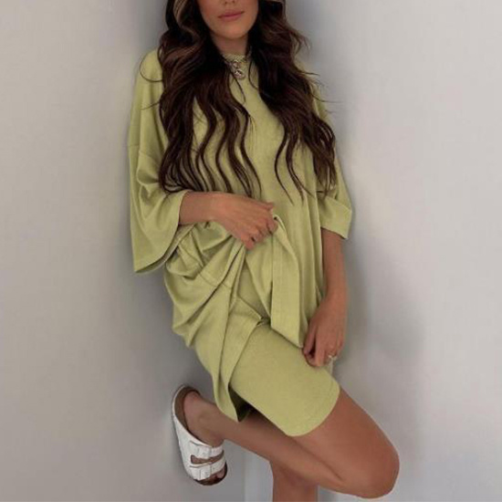 04859c75-6794-4928-b886-a76d768aaa07.jpg Summer Shorts Suit Fashion Loose Short-sleeved T-shirt And Slim Tight Pants Women's Clothing