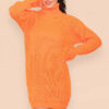 Polo Roll Neck Over Sized Ribbed Knitted Florescent Chunky Sweater Jumper Dress