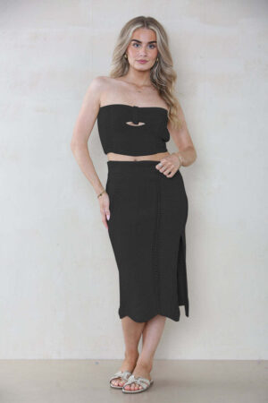 Sexy Cover-Ups Sleeveless Top Slit And Long Skirt Set
