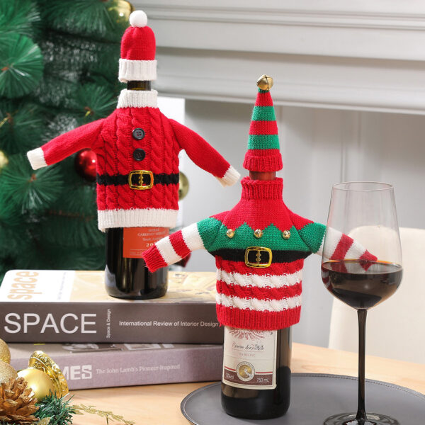 092858ff-650f-4952-80f6-023b9b489d24.jpg Christmas Holiday Decoration Knitted Clothes Wine Bottle Home Xmas New Year Dinner Table Decoration
