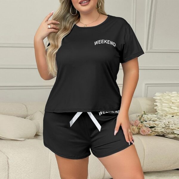 Women's Plus Size Sleeves Shorts Daily Wear Pajamas Suit