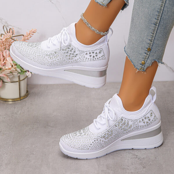 0c8aefe6-0bd2-4e9b-b002-c9361e96e84d.jpg Ins Rhinestone Sneakers Fashion Lace Up Wedges Casual Shoes Women's Daily Commuting Sports Shoes
