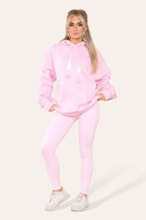 Oversized Ruched Sleeves Hoodie With Satin Ribbon