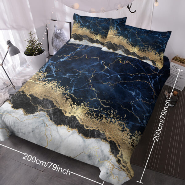 1f9a14b3-13dc-4096-bc4d-277d504ae9df.jpg Chic Marble Bedding White Marble Gilded Navy Blue Duvet Cover Set Trendy Printed Design Bed Quilt Cover Set King 1 Duvet Cover 2 Pillowcases