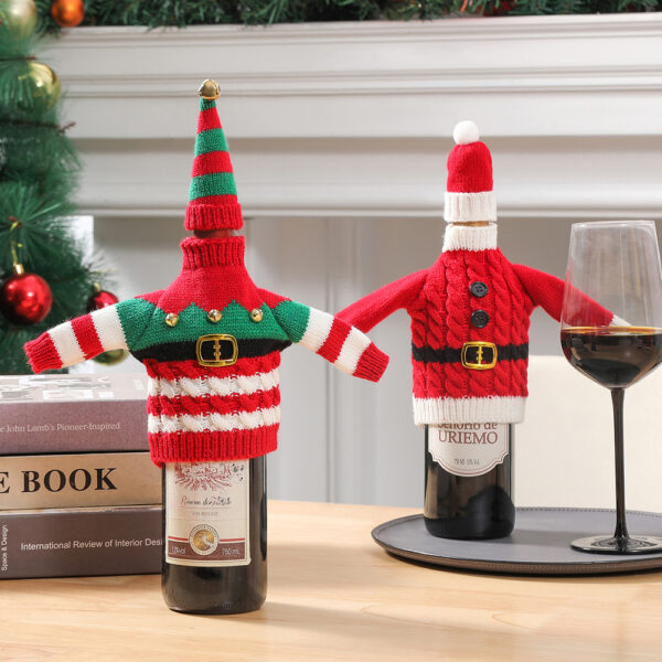 2292e40c-bb48-4c34-85d7-26ae99723509.jpg Christmas Holiday Decoration Knitted Clothes Wine Bottle Home Xmas New Year Dinner Table Decoration