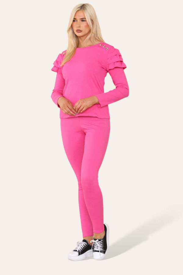 2a2c09a7-1d13-4473-abbe-14205ddc01bc.jpg Frilled Sleeves Set Shoulder Golden Button Lounge Wear Suit