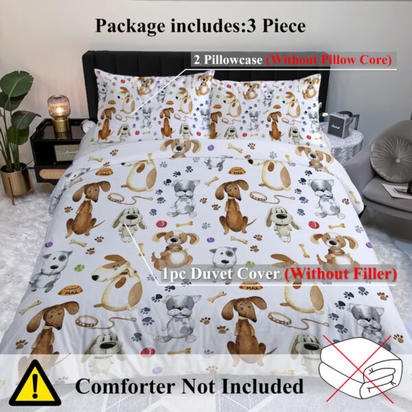 2ab84a17-6ba4-49b7-922c-2e906b8d2b5d.jpg Kids' Duvet Cover Sets Animals Pastel Duvet Covers Cartoon Dogs Paws Pattern Bed Sets 3 Pieces 1 Duvet Cover And 2 Pillow Cases Cute Puppy Dogs Bedding For Kids