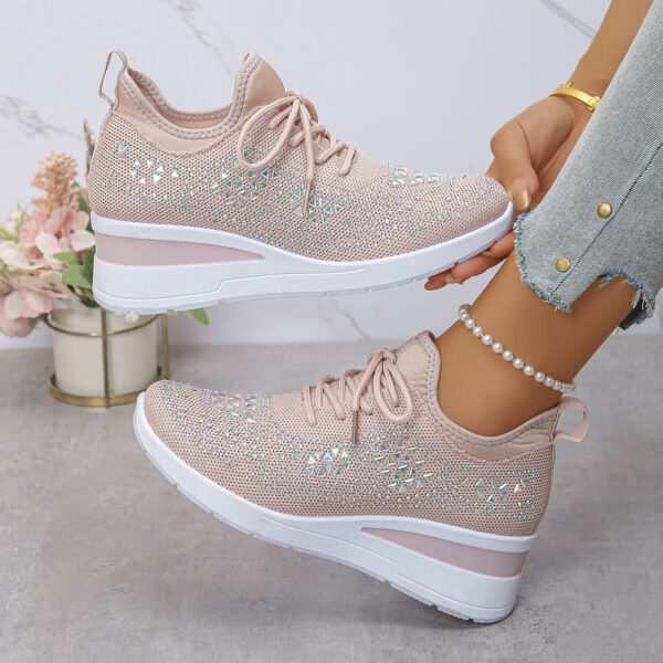 31ace167-0fd2-4984-9872-16a29ccd001d.jpg Ins Rhinestone Sneakers Fashion Lace Up Wedges Casual Shoes Women's Daily Commuting Sports Shoes