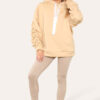 Oversized Ruched Sleeves Hoodie With Satin Ribbon