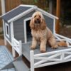 42b64064-5a51-440d-b6f0-1d67ce2c7d0f.jpg PawHut Small Medium Dog House With Porch, Grey