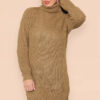Polo Roll Neck Over Sized Ribbed Knitted Florescent Chunky Sweater Jumper Dress