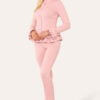 Long Sleeves Peplum Front Buttons Frilled Hem Lounge Wear Set