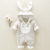 5113072835_1911256650.jpg The new cotton padded cotton baby romper thickened chinchilla hooded cotton baby Onesies newborn go climbing clothes