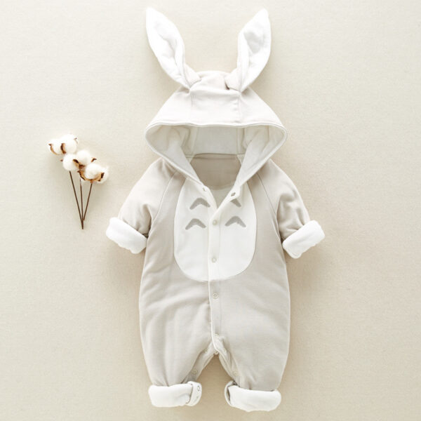 5113072835_1911256650.jpg The new cotton padded cotton baby romper thickened chinchilla hooded cotton baby Onesies newborn go climbing clothes
