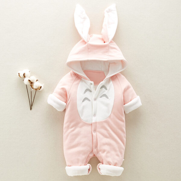 5114187038_1911256650.jpg The new cotton padded cotton baby romper thickened chinchilla hooded cotton baby Onesies newborn go climbing clothes