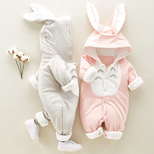 5115849223_1911256650.jpg The new cotton padded cotton baby romper thickened chinchilla hooded cotton baby Onesies newborn go climbing clothes