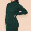 Polo Roll Neck Over Sized Ribbed Knitted Florescent Chunky Sweater Jumper Dress