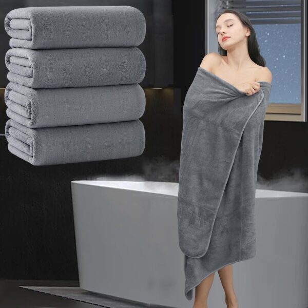 Coral Fleece Bath Towels Pack Of 3 Gray