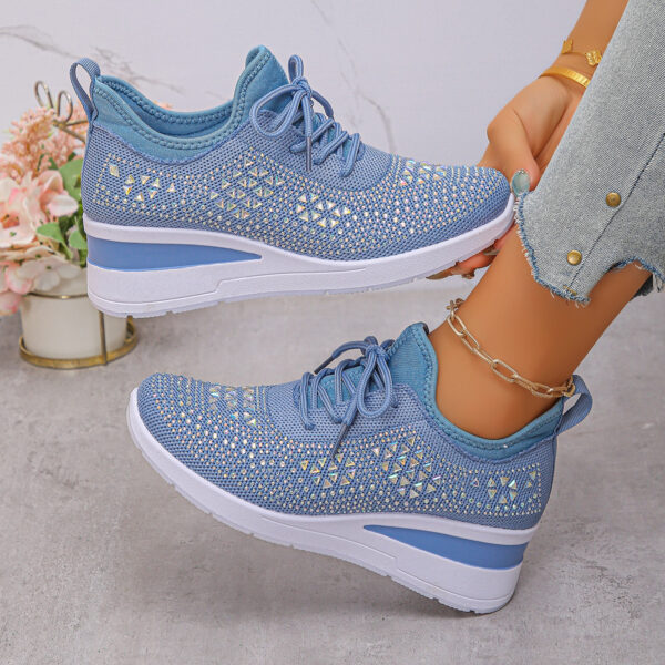 5c8588ad-6c08-425f-a434-dde0564fc6cf.jpg Ins Rhinestone Sneakers Fashion Lace Up Wedges Casual Shoes Women's Daily Commuting Sports Shoes