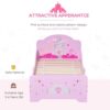 HOMCOM Kids Bed Princess Castle Theme W Side Rails Slats Home Furniture For 3 - 6 Yrs Pink 143 X 73 X 60 Cm