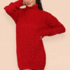 Polo Roll Neck Over Sized Ribbed Knitted Florescent Chunky Sweater Jumper Dress