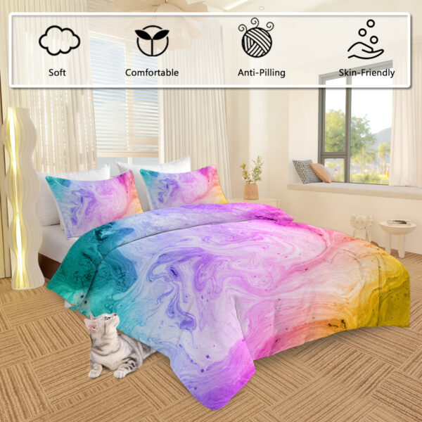 Girly Duvet Cover Rainbow Glitter Ombre Bedding Sets 3 Pcs Chic  Purple Blue Green Pastel Bed Spreads Sparkle Quilt Cover Set With 2 Pillow Shams