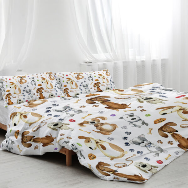 69e64b63-d601-4748-b569-61f8910ba30a.jpg Kids' Duvet Cover Sets Animals Pastel Duvet Covers Cartoon Dogs Paws Pattern Bed Sets 3 Pieces 1 Duvet Cover And 2 Pillow Cases Cute Puppy Dogs Bedding For Kids
