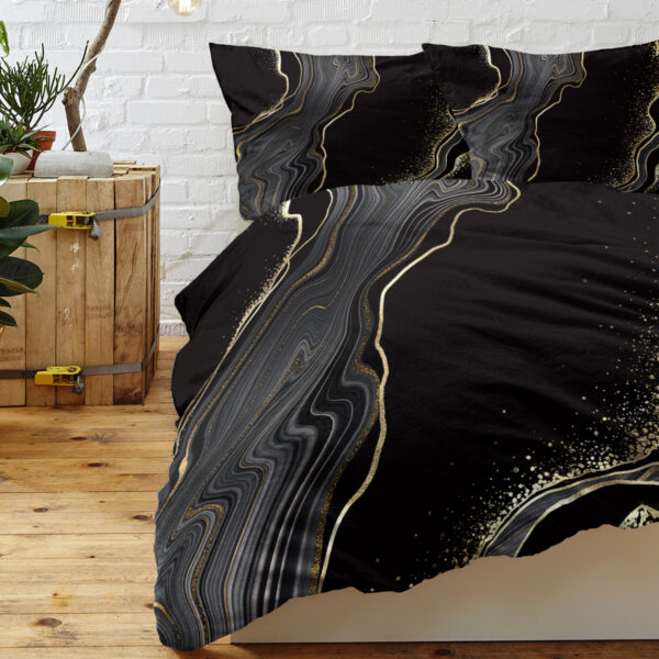 Black Gold Grey Marble Bedding Watercolor Marble Duvet Cover Set Abstract Chic Printed Design Quilt Cover Single 1 Duvet Cover 2 Pillowcases