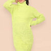 Polo Roll Neck Over Sized Ribbed Knitted Florescent Chunky Sweater Jumper Dress