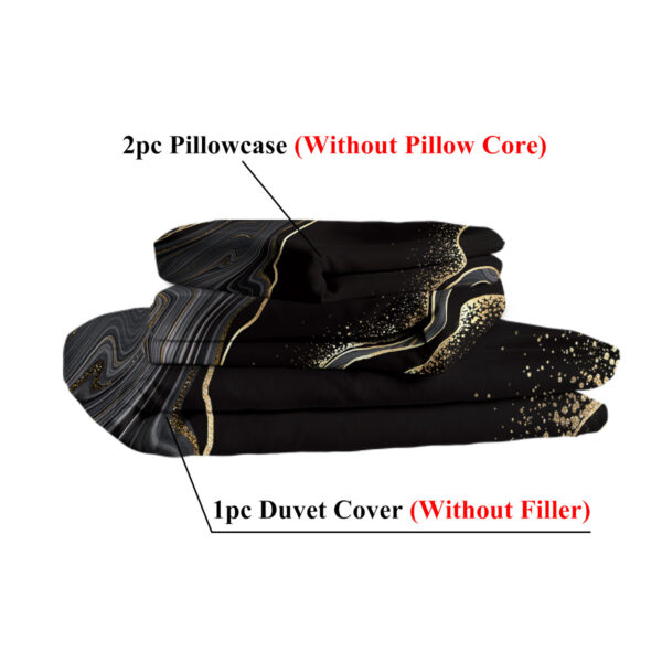 Black Gold Grey Marble Bedding Watercolor Marble Duvet Cover Set Abstract Chic Printed Design Quilt Cover Single 1 Duvet Cover 2 Pillowcases