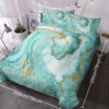Chic Girly Marble Duvet Cover Mint Gold Glitter Turquoise Bedding Comforter Set Abstract Aqua Teel Blue Duvet Cover