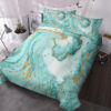 Chic Girly Marble Duvet Cover Mint Gold Glitter Turquoise Bedding Comforter Set Abstract Aqua Teel Blue Duvet Cover