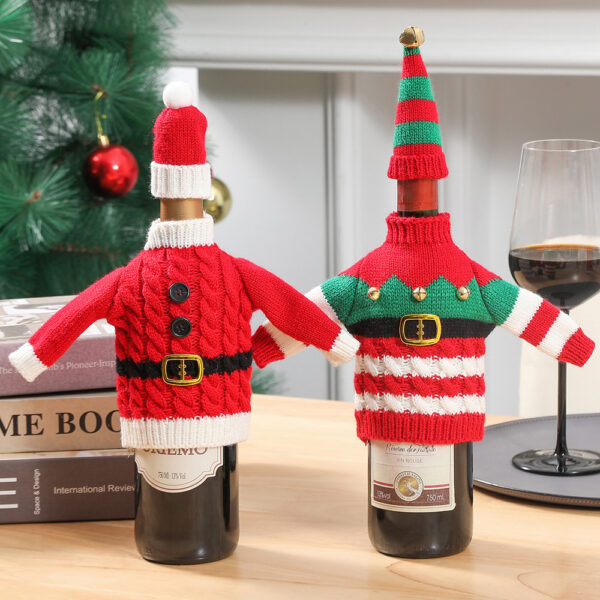 946da326-772a-4660-af3b-92558fc416d0.jpg Christmas Holiday Decoration Knitted Clothes Wine Bottle Home Xmas New Year Dinner Table Decoration