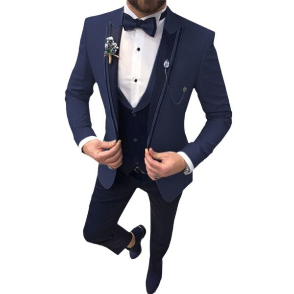 Men's Color Matching Business Casual Suit Three-piece Set