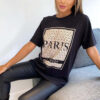 Ladies Oversized Printed Paris Short Sleeves T Shirt Top