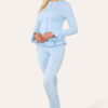 Long Sleeves Peplum Front Buttons Frilled Hem Lounge Wear Set