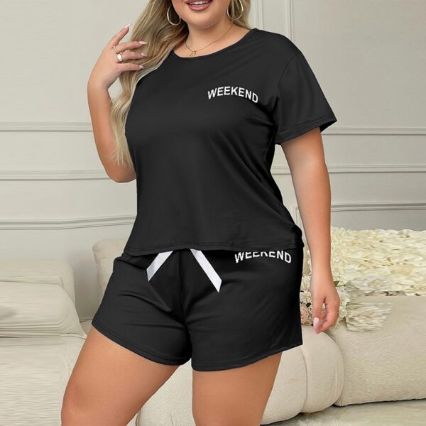 Women's Plus Size Sleeves Shorts Daily Wear Pajamas Suit