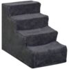 PawHut Four-Step Dog Stairs, With Washable Plush Cover, For High Bed Sofa, Dog Stairs For Small Dog And Cat - Dark Grey