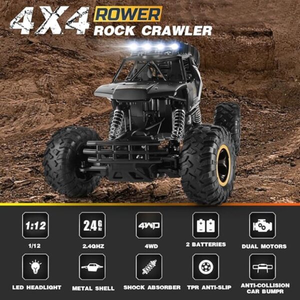 UK 4DRC Rc Car Rock Crawler Rechargeable Off Road Truck 4WD , Metal Shell LED Headlights RC Remote Control Off Road Car Truck,Logistics Is Randomly Sent By EVRI,DPD,Amazon Logistics,Royal Mail