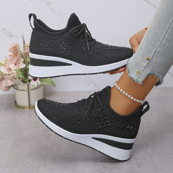 bc2a28d7-4509-450e-b382-2e22d23b3593.jpg Ins Rhinestone Sneakers Fashion Lace Up Wedges Casual Shoes Women's Daily Commuting Sports Shoes