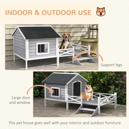 bd3d73bc-f17a-4aaf-b596-d78b7321a744.jpg PawHut Small Medium Dog House With Porch, Grey