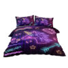 Star Bedding Neon  Pattern 3 Piece Black Duvet Cover Set