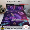 Star Bedding Neon  Pattern 3 Piece Black Duvet Cover Set