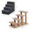 PawHut Four-Step Dog Stairs, With Washable Plush Cover, For High Bed Sofa, Dog Stairs For Small Dog And Cat - Dark Grey