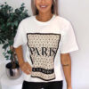 Ladies Oversized Printed Paris Short Sleeves T Shirt Top