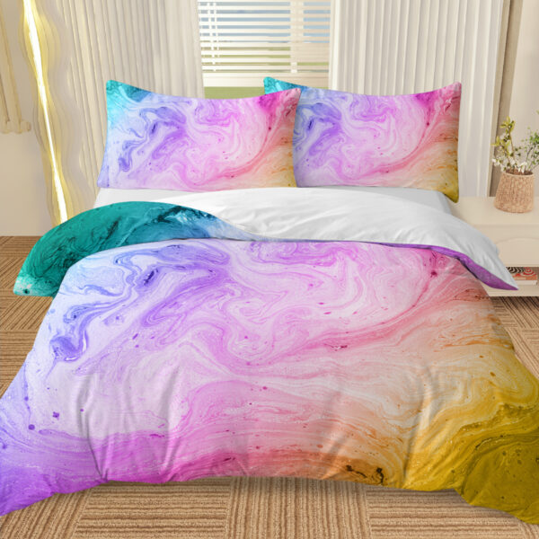 Girly Duvet Cover Rainbow Glitter Ombre Bedding Sets 3 Pcs Chic  Purple Blue Green Pastel Bed Spreads Sparkle Quilt Cover Set With 2 Pillow Shams
