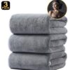 Coral Fleece Bath Towels Pack Of 3 Gray