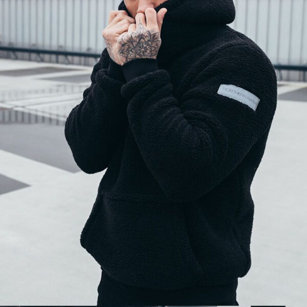 d13d2239-1748-44d6-8d97-b9a483917362.jpg Men's Plush Hoodies Sweatshirt With Big Pocket Fashion Long-sleeved Pullover Hooded Top Solid Clothing