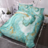 Chic Girly Marble Duvet Cover Mint Gold Glitter Turquoise Bedding Comforter Set Abstract Aqua Teel Blue Duvet Cover