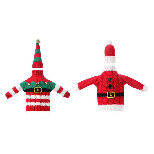 d5898c14-06cd-4f90-8826-cfd470f8a8ab.jpg Christmas Holiday Decoration Knitted Clothes Wine Bottle Home Xmas New Year Dinner Table Decoration